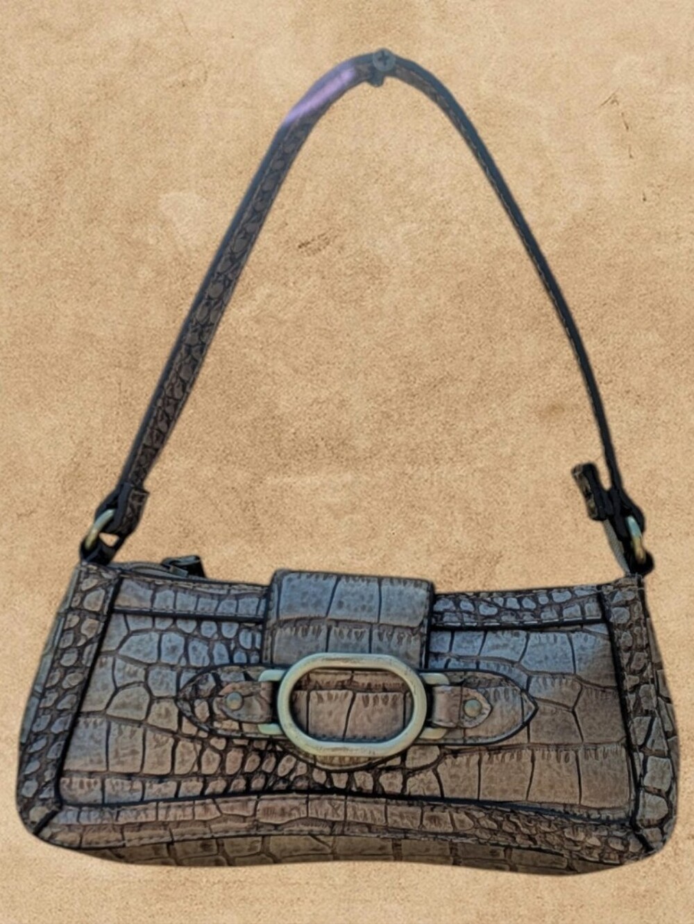 Vintage Small Croc-embossed Shoulder Bag